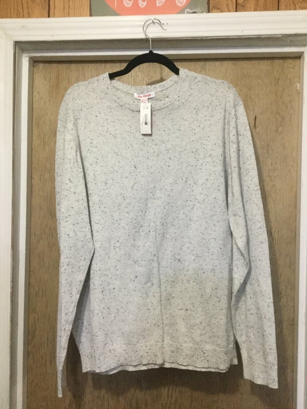 NWT Joe Fresh gray speckled crewneck sweater light gray base dark speckles sz L